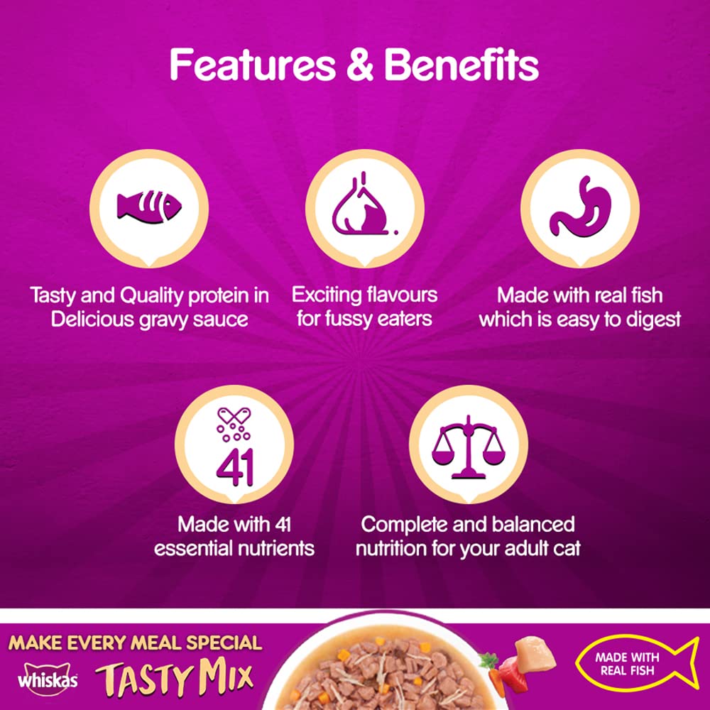 Whiskas Tasty Mix Chicken Tuna & Carrot | Wet Cat Food