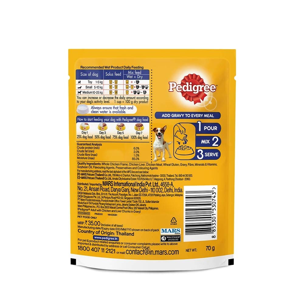 Pedigree Adult Chicken & Liver Chunks | Wet Dog Food