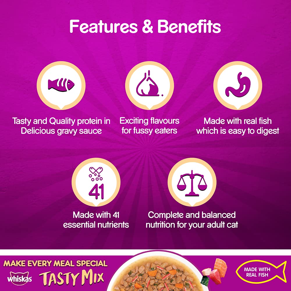 Whiskas Tasty Mix Seaweed & Seafood Cocktail | Wet Cat Food