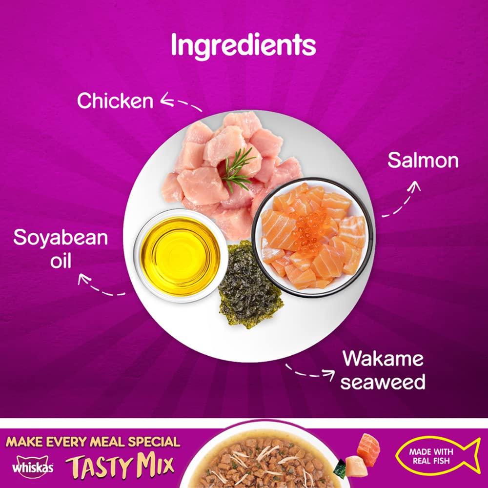Whiskas Tasty Mix Chicken Salmon & Seaweed | Wet Cat Food