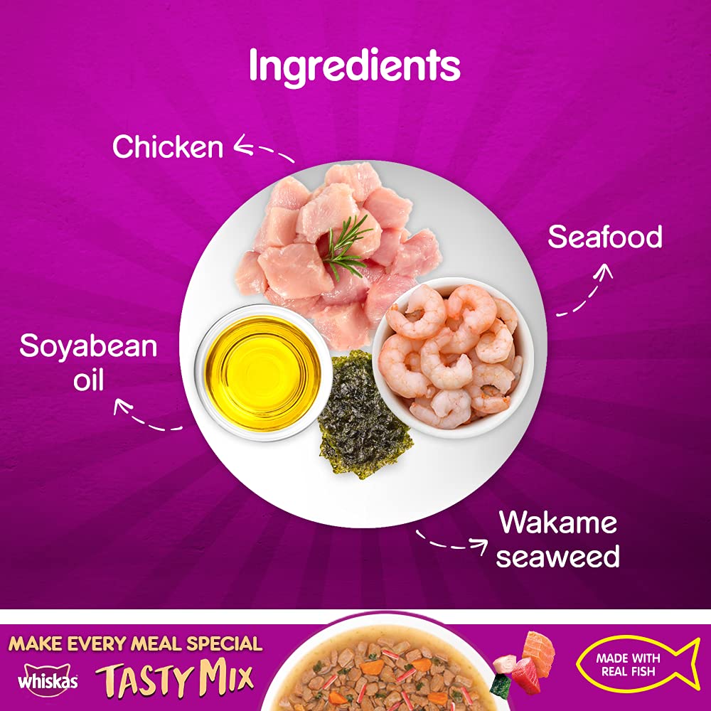 Whiskas Tasty Mix Seaweed & Seafood Cocktail | Wet Cat Food