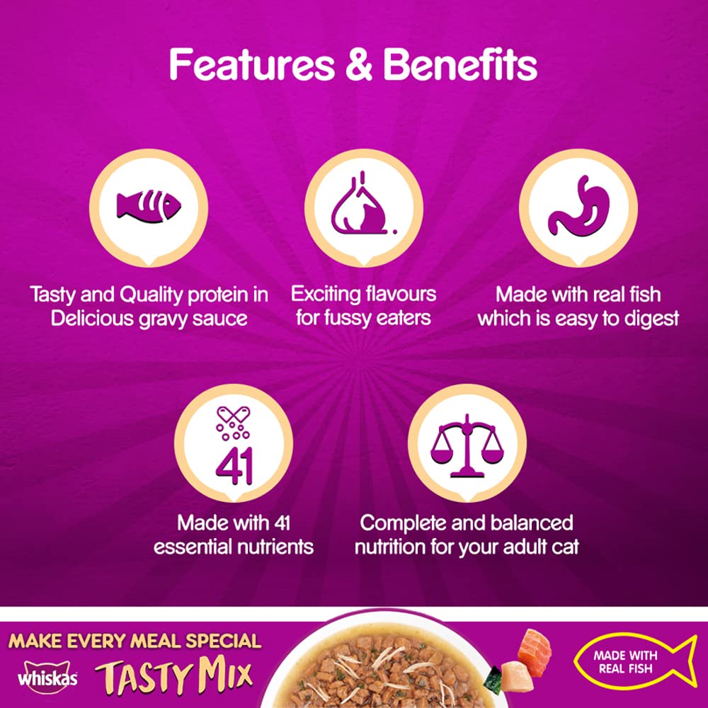Whiskas Tasty Mix Chicken Salmon & Seaweed | Wet Cat Food