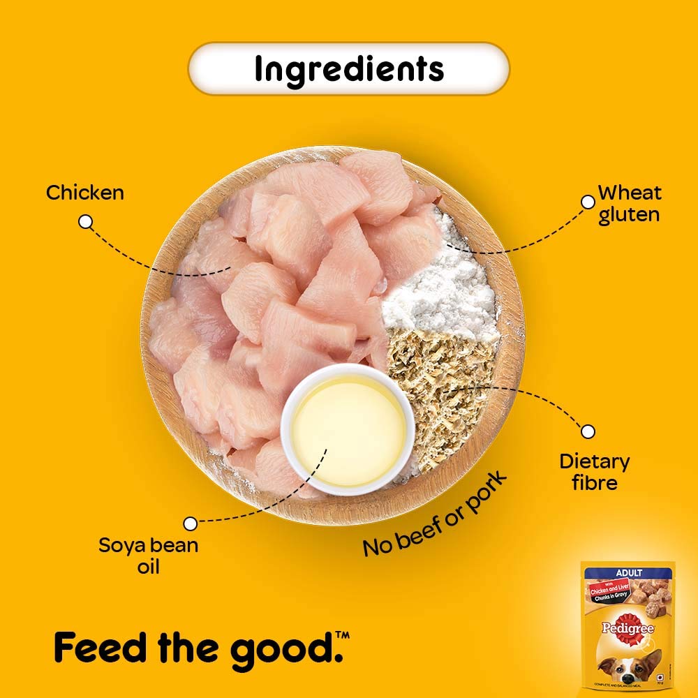 Pedigree Adult Chicken & Liver Chunks | Wet Dog Food