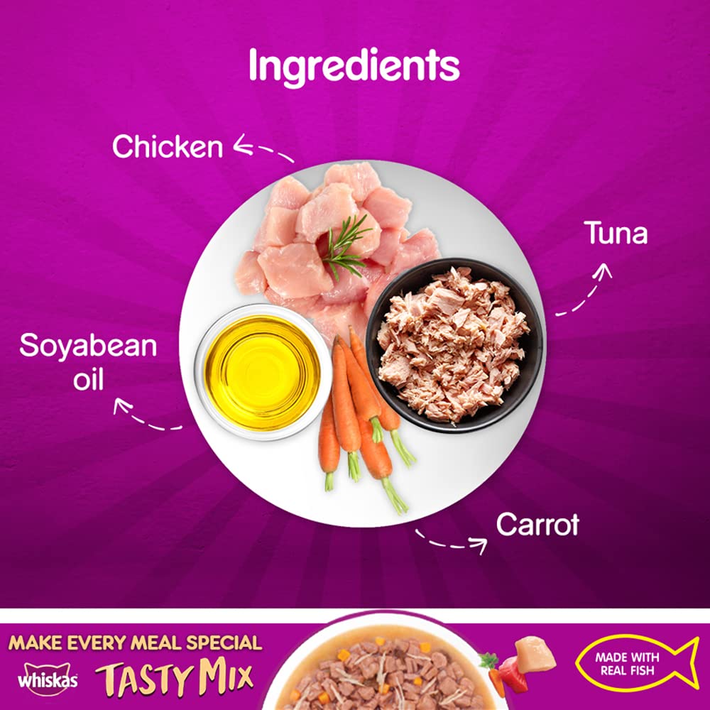 Whiskas Tasty Mix Chicken Tuna & Carrot | Wet Cat Food