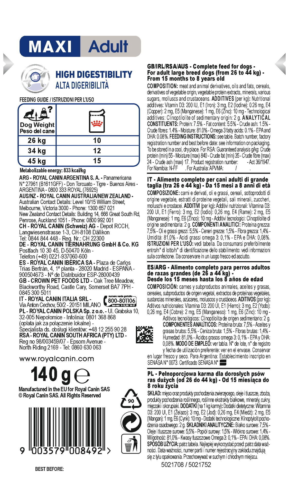 Royal Canin Maxi Adult Gravy | Wet Dog Food